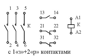 Схема контактора ПМ12-010110 У2 В, 220В, (1з+2р)