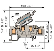 Клемма с предохранителем серая D2.5/8.SFLT.ADO2 2,5мм.кв, с двумя тестовыми гнездами, черной маркировкой для проводов сечением 1-2.5 mm2, с неоновым индикатором перегоревшего предохранителя 110 - 230 V