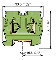 Клемма проходная желто-зеленая DR2.5/10.P.4L 2,5мм.кв., 4 соединения