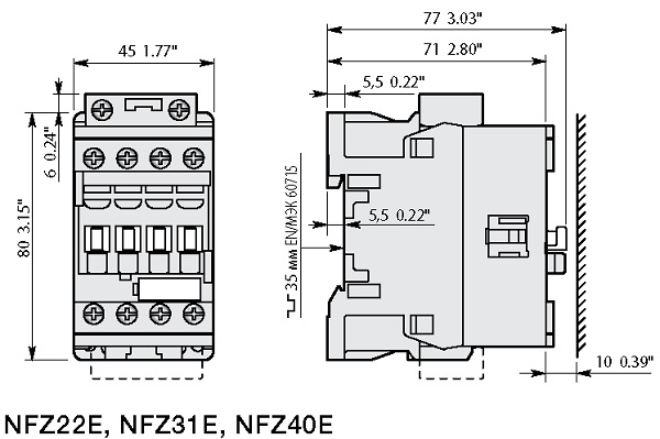 Основные габаритные размеры NFZ22E