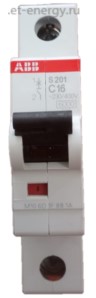 Автоматический выключатель однополюсный 16А 6кА S201 C16