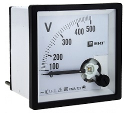 Вольтметр VMA-721 аналоговый на панель (72х72) квадратный вырез 300В прямое подкл. EKF PROxima