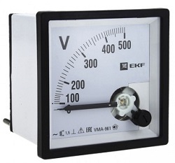 Вольтметр VM-A961 аналоговый на панель (96х96) квадратный вырез 300В прямое подкл. EKF PROxima