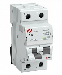 rcbo10-1pn-10D-100-a-av Автоматический выключатель дифференциального тока DVA-10 1P+N 10А (D) 100мА (A) 10кА AVERES EKF