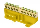  Шина '0' N (6х9мм) 10 отверстий латунь желтый изолятор на DIN-рейку EKF PROxima