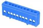  Шина '0' N (6х9мм) 10 отверстий латунь синий изолированный корпус на DIN-рейку EKF PROxima