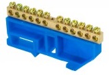  Шина '0' N (6х9мм) 12 отверстий латунь синий изолятор на DIN-рейку EKF PROxima