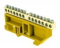 Шина '0' N (6х9мм) 14 отверстий латунь желтый изолятор на DIN-рейку EKF PROxima