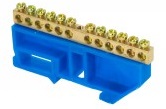 Шина '0' N (8х12мм) 12 отверстий латунь синий изолятор на DIN-рейку розничный стикер EKF PROxima