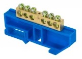 Шина '0' N (8х12мм) 6 отверстий латунь синий изолятор на DIN-рейку розничный стикер EKF PROxima