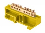 Шина '0' N (6х9мм) 8 отверстий латунь желтый изолятор на DIN-рейку EKF PROxima