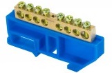 Шина '0' N (8х12мм) 8 отверстий латунь синий изолятор на DIN-рейку розничный стикер EKF PROxima
