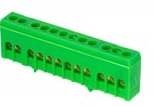 Шина '0' PE (6х9мм) 12 отверстий латунь зеленый изолированный корпус на DIN-рейку EKF PROxima