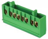 Шина '0' PE (6х9мм) 8 отверстий латунь зеленый изолированный корпус на DIN-рейку EKF PROxima