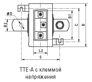 Габаритные и установочные размеры трансформатора тока ТТЕ-A-500/5А с клеммой напряжения класс точности 0,5
