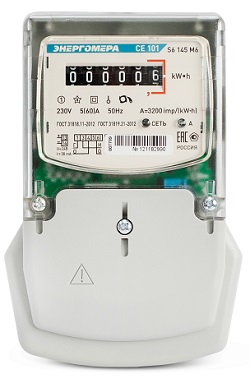Счетчик электроэнергии однофазный CE101 S6 148 M6, 10 (100) А, 230 В, кл. точности 1, Шестиразрядное механическое