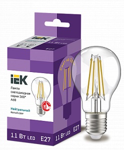 Лампа LED A60 шар прозрачный 11Вт 230В 4000К E27 серия 360° IEK 