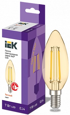 Лампа светодиодная LED C35 свеча шар золото 7Вт 230В 3000К E14 серия 360° IEK 