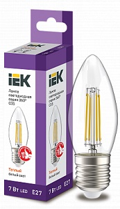 Лампа LED C35 свеча прозрачная 7Вт 230В 3000К E27 серия 360° IEK 
