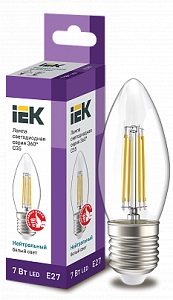 Лампа LED C35 свеча прозрачный 7Вт 230В 4000К E27 серия 360° IEK 