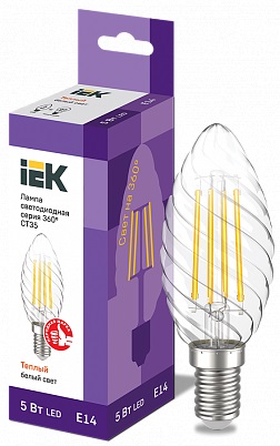Лампа светодиодная LED CT35 свеча 5Вт 230В 3000К E14 серия 360° IEK 