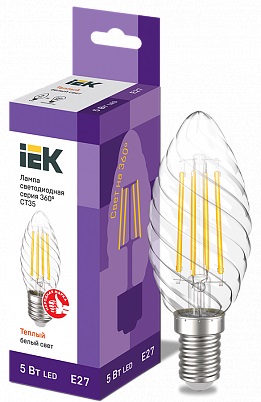 Лампа светодиодная LED CT35 свеча 5Вт 230В 3000К E27 серия 360° IEK
