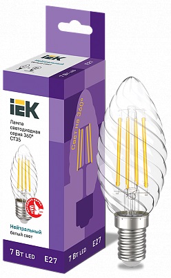 Лампа светодиодная LED CT35 свеча 7Вт 230В 4000К E27 серия 360° IEK 