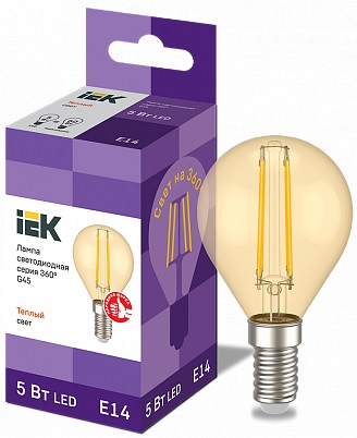 Лампа светодиодная LED G45 шар золото 5Вт 230В 3000К E14 серия 360° IEK 