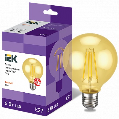 Лампа светодиодная LED G95 шар золото 6Вт 230В 3000К E27 серия 360° IEK 