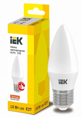 Лампа светодиодная ALFA C35 свеча 10Вт 230В 3000К E27 IEK