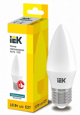 Лампа светодиодная ALFA C35 свеча 10Вт 230В 4000К E27 IEK