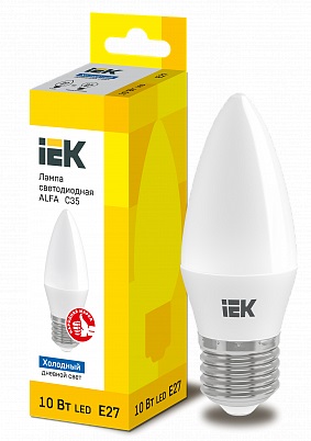 Лампа светодиодная ALFA C35 свеча 10Вт 230В 6500К E27 IEK