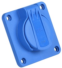 Розетка панельная с увеличенным фланцем с з/к с крышкой 2Р+РЕ 16А IP54 синий MAGNUM РП17-3