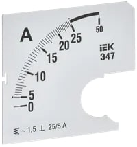 IPA10D-SC-0025 Шкала сменная для амперметра Э47 25/5А-1,5 72х72 мм IEK