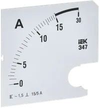 IPA20D-SC-0015 Шкала сменная для амперметра Э47 15/5А-1,5 96х96 мм IEK