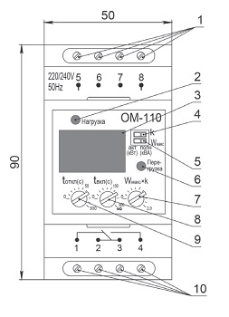 Реле ограничения мощности OptiDin ОМ-110 габариты