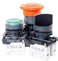 274301 Выключатель кнопочный КМЕ4622м-черный-2но+2нз-цилиндр-IP65 КЭАЗ