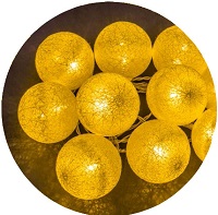 14048 Светодиодная гирлянда золотые шарики - ткань 1.8м NGF-D010-10WW-2AA Navigator