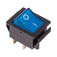 06-0306-B Выключатель клавишный синий с подсветкой 250V 16А (4с) ON-OFF (RWB-502, SC-767, IRS-201-1) REXANT (Индивидуальная упаковка 1 шт)